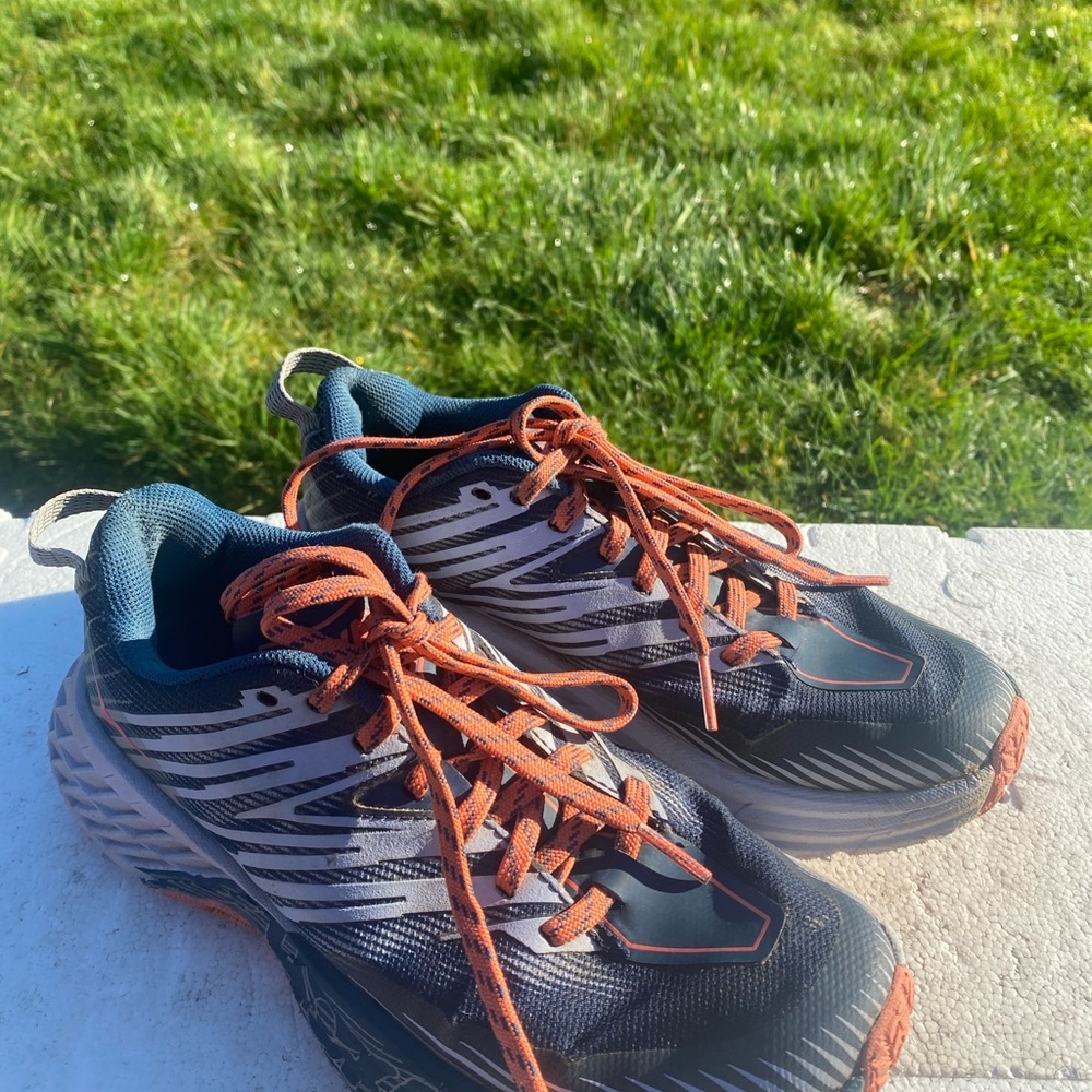 Hoka Speedgoat 4 Womens Black and White Trail Outdoor Running Sneakers Size 5 - Picture 12 of 16